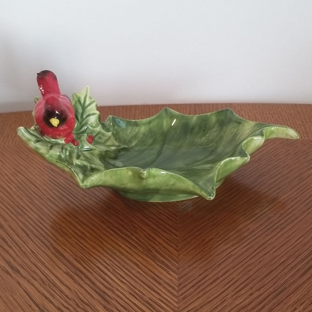 Cracker Barrel “Season Of Peace” Tidbit Bowl Serve Ware Cardinal Bird Holly Leaf